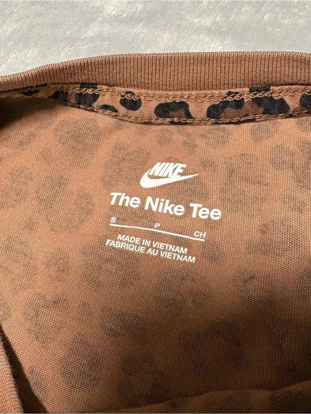 Nike Brown Leopard Print Long Sleeve Tee